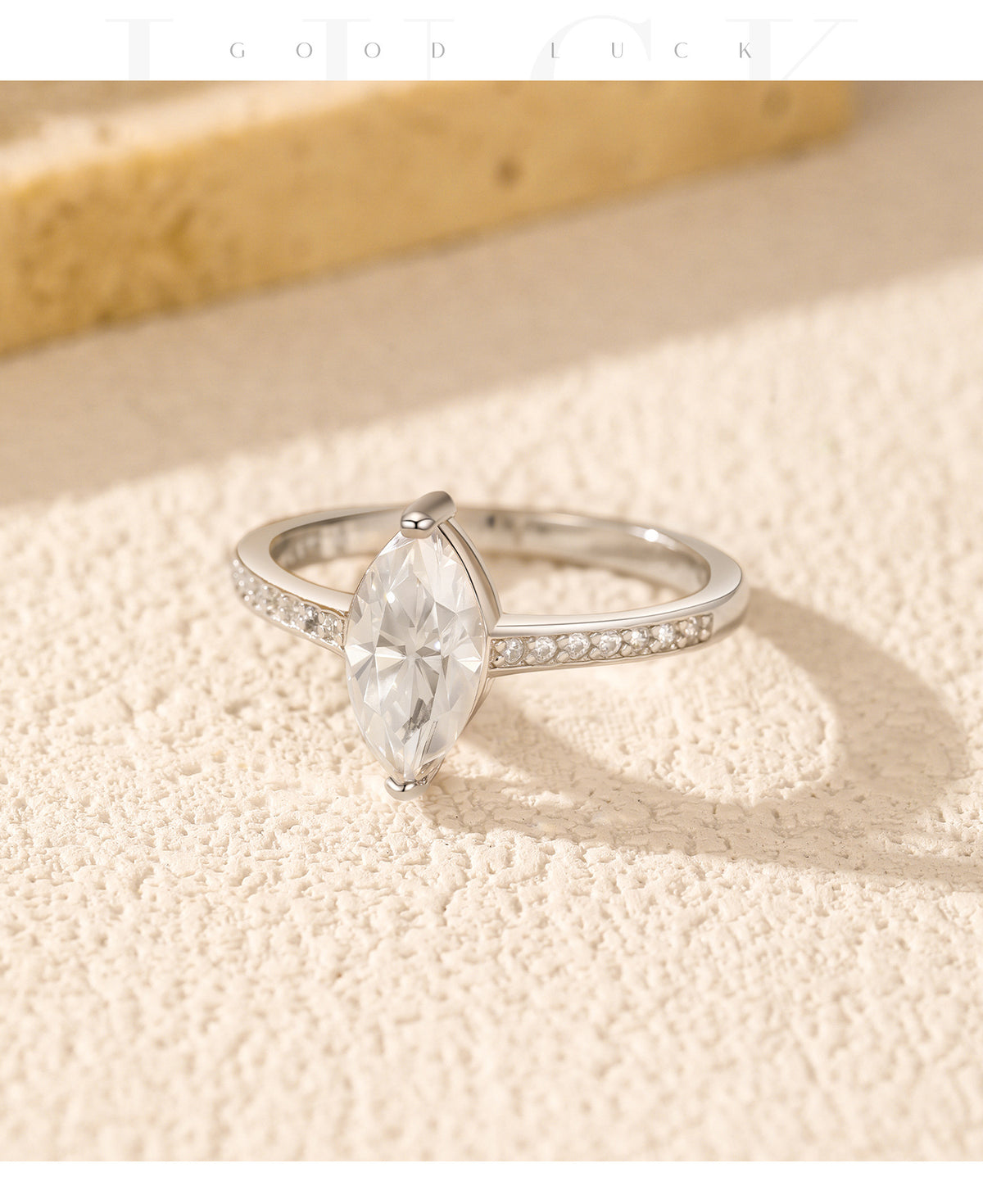 S925 Sterling Silver Marquise Moissanite Statement Ring