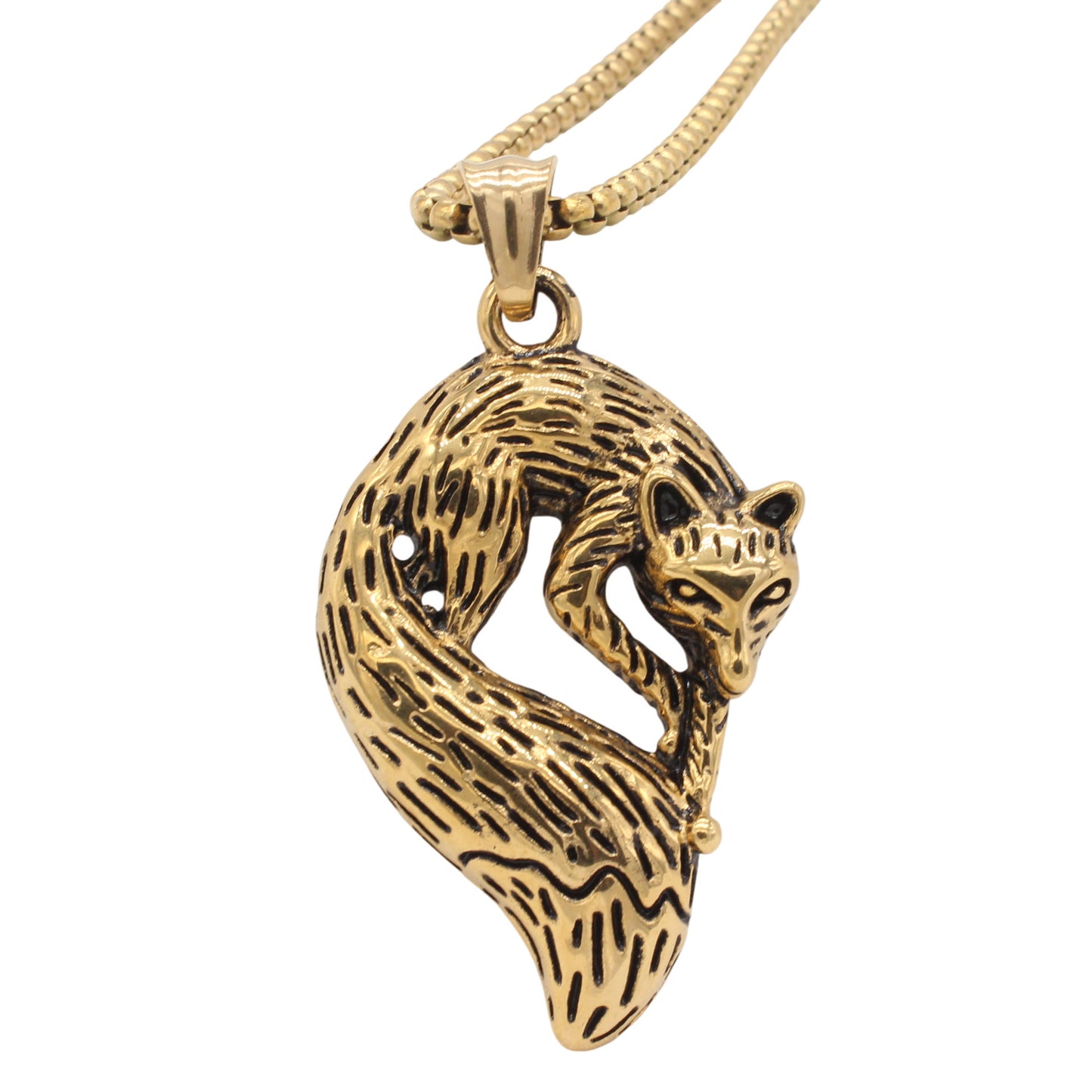 Planderful Everyday Genie – European and American Retro Fox Titanium Steel Pendant Necklace for Men