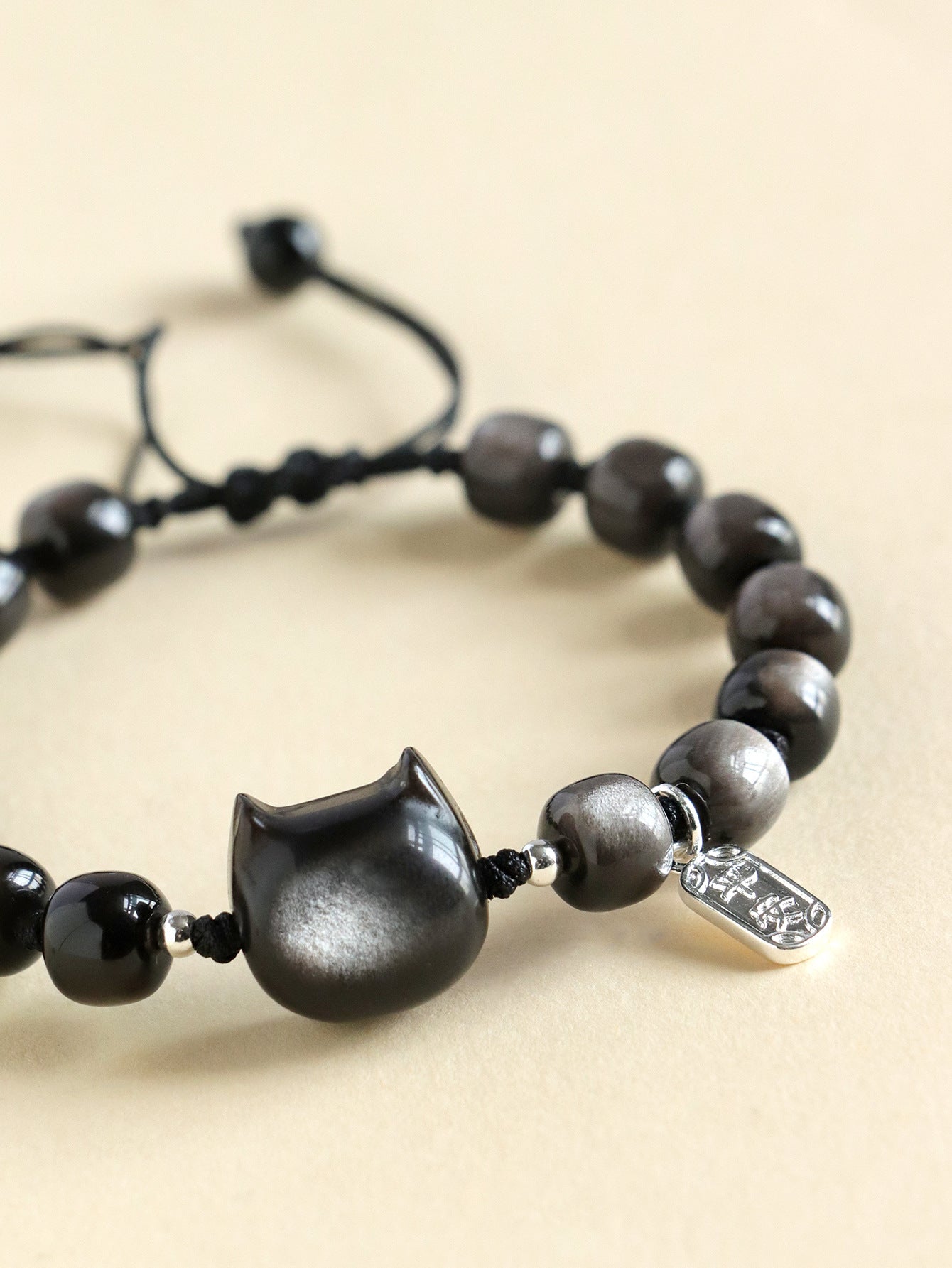 Planderful Fortune's Favor Bracelet – Unique Silver Obsidian Design