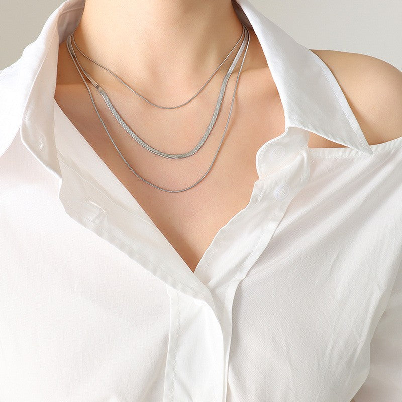 Luxury Triple Layered Necklace with Blade Design - Elegant Clavicle Chain