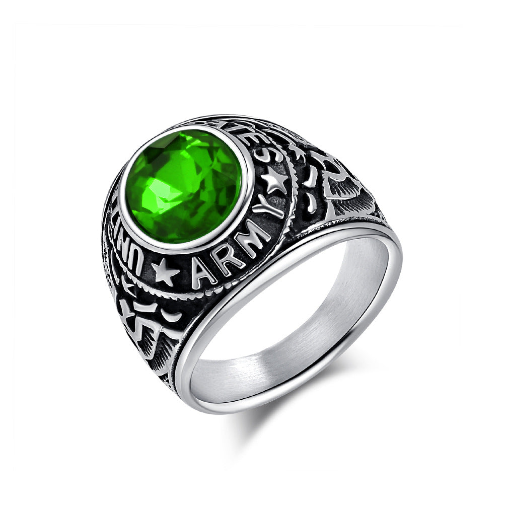 American National Emblem Bald Sea Eagle Titanium Steel Ring