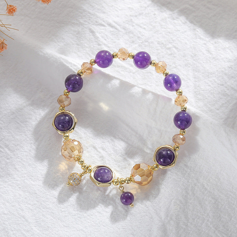 Lucky Charm Crystal and Amethyst Bracelet for Women