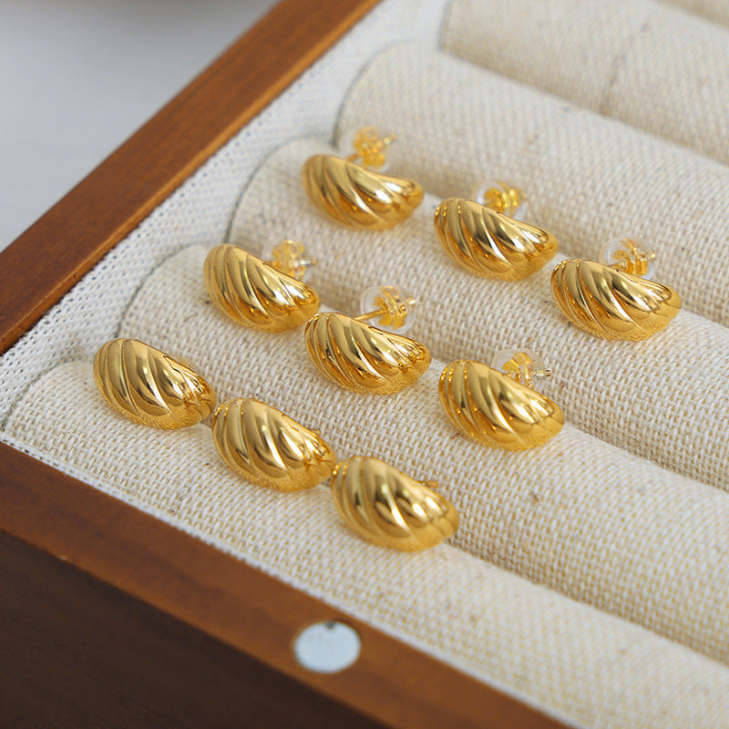 French Haute Couture Personalized Geometric Asymmetry Titanium Steel Earrings