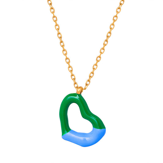 Golden Drip Heart Pendant Necklace for Women