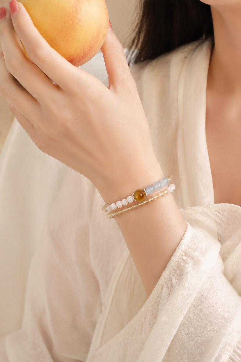 Rose Quartz Citrine Crystal Bracelet
