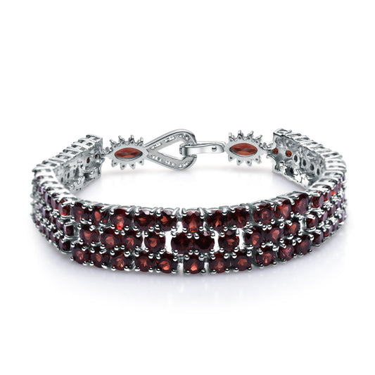 Luxury Multiple Natural Gemstones Silver Bracelet