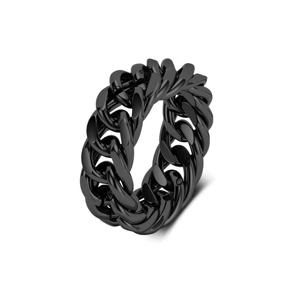 Planderful Stainless Steel Cuban Chain Ring Everyday Genie Unisex Hip Hop Fashion High End Statement Jewelry