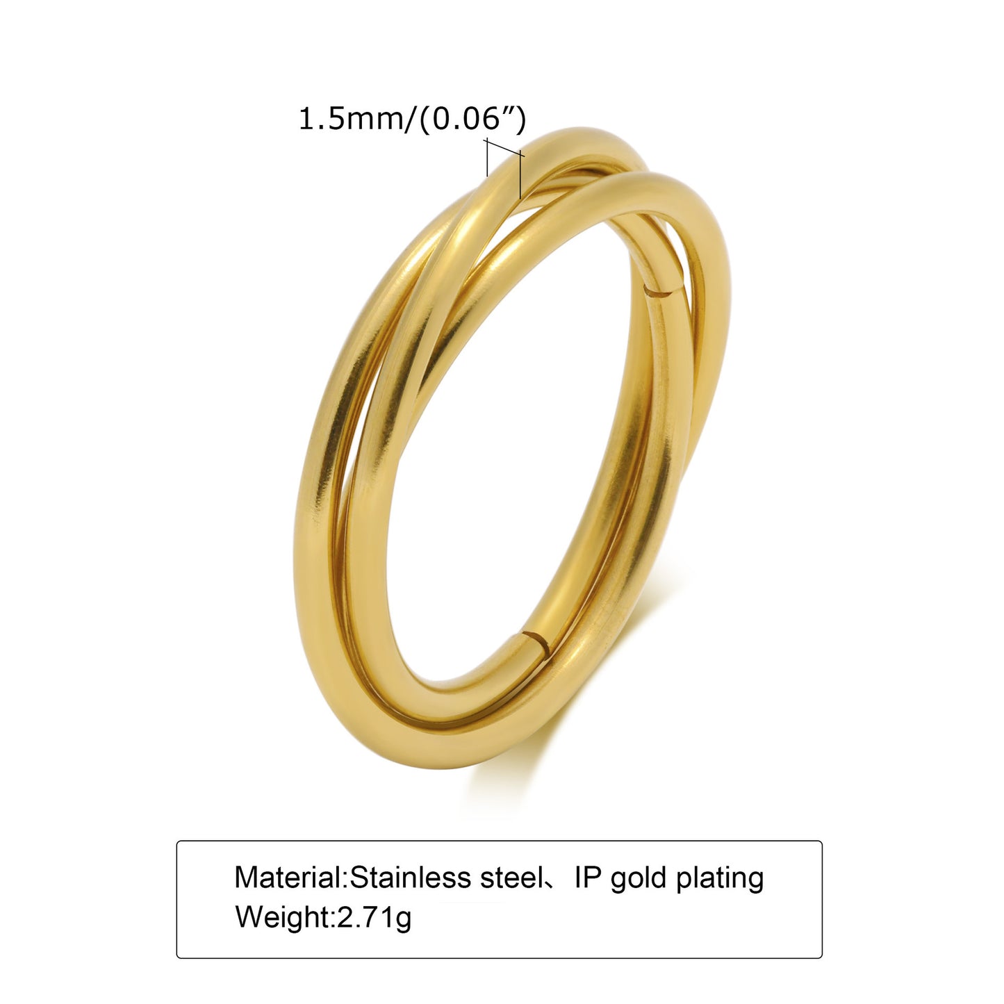European And American Jewelry Three-In-One Plain Fashion Ring