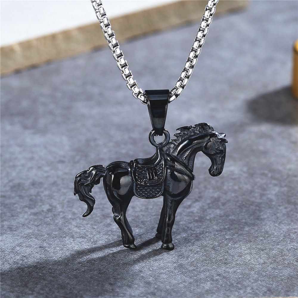 Personalized Retro Grassland Steed Titanium Steel Pendant For Unisex By Planderful Everyday Genie Gift Ready