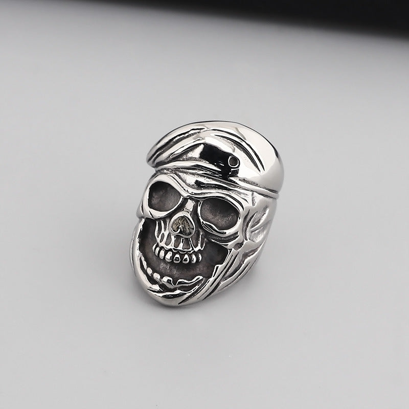 Retro Ghost Head Ring Skull Stainless Steel Ring For Men