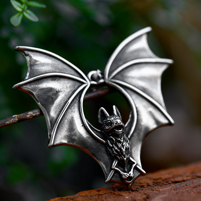 Punk Style Stainless Steel Pendant – Dark Bat Titanium Steel Necklace Pendant
