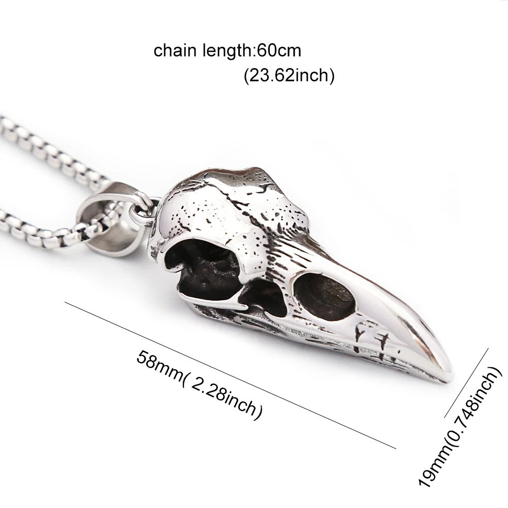 Skull Crow Stainless Steel Pendant Necklace