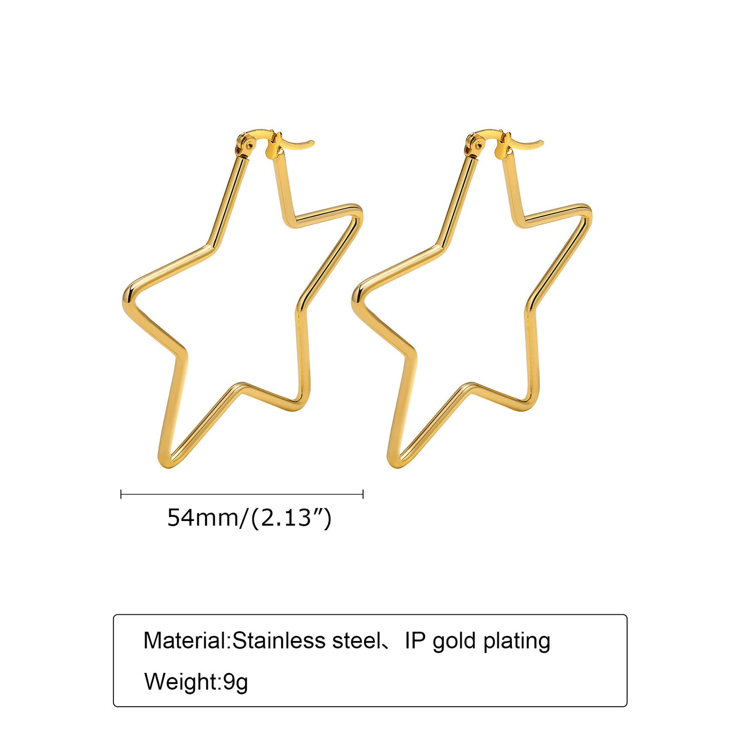 European And American Earrings Exaggerated Pentagram Wholesale