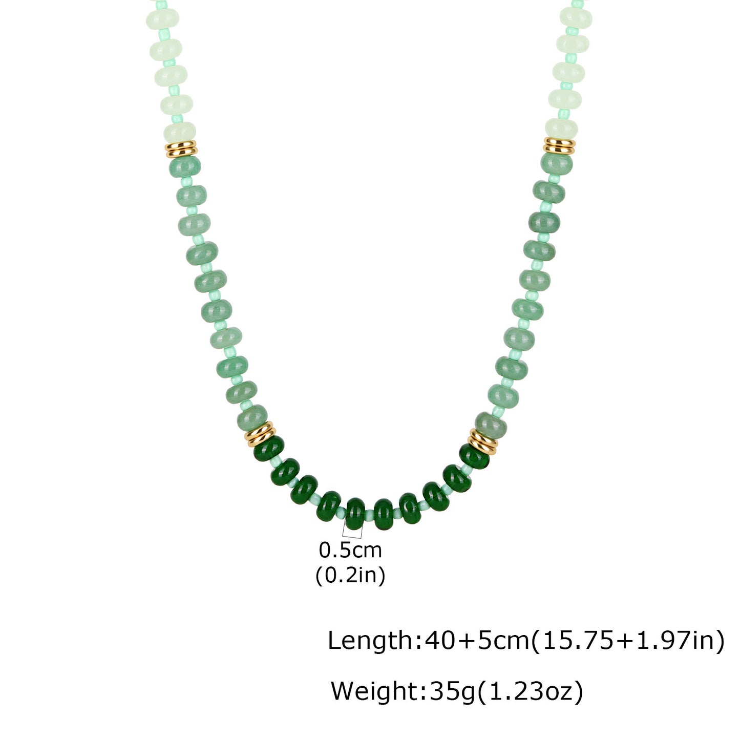 Stainless Steel Natural Stone Abacus Beads Copper Watermelon Beads Necklace Dopamine