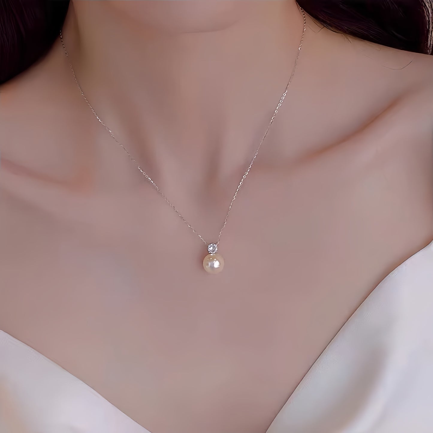 Planderful Sterling Silver Imitation Pearl Necklace For Women Exquisite Light Luxury Pendant Gift