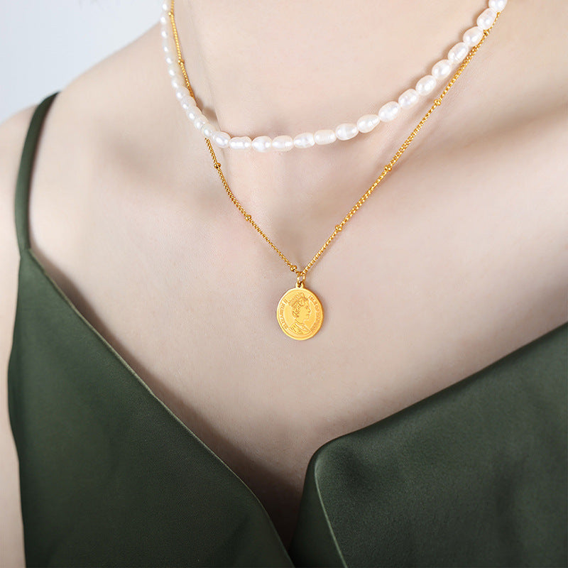 Classic Elegance Pearl and Gold Double-Layer Necklace