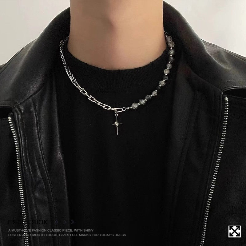 Planderful Jewelry Everyday Genie Stainless Steel Black Bead Necklace For Men And Women