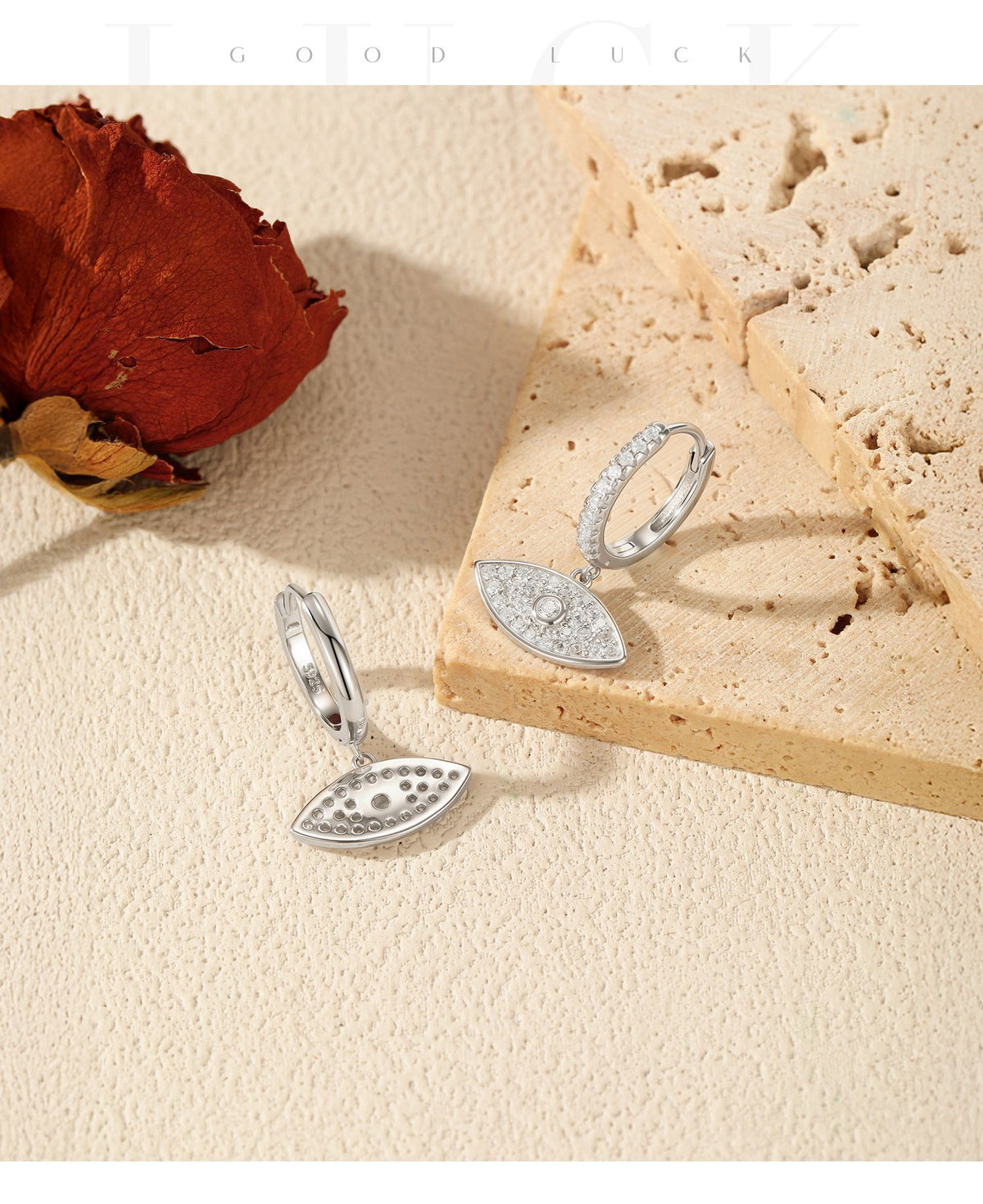 925 Sterling Silver Eye Pavé Zircon Earrings