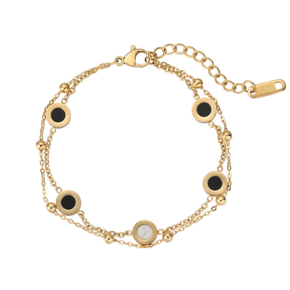 Planderful Double Layer Titanium Steel Bracelet For Women And Men Stylish Unisex Shell Design