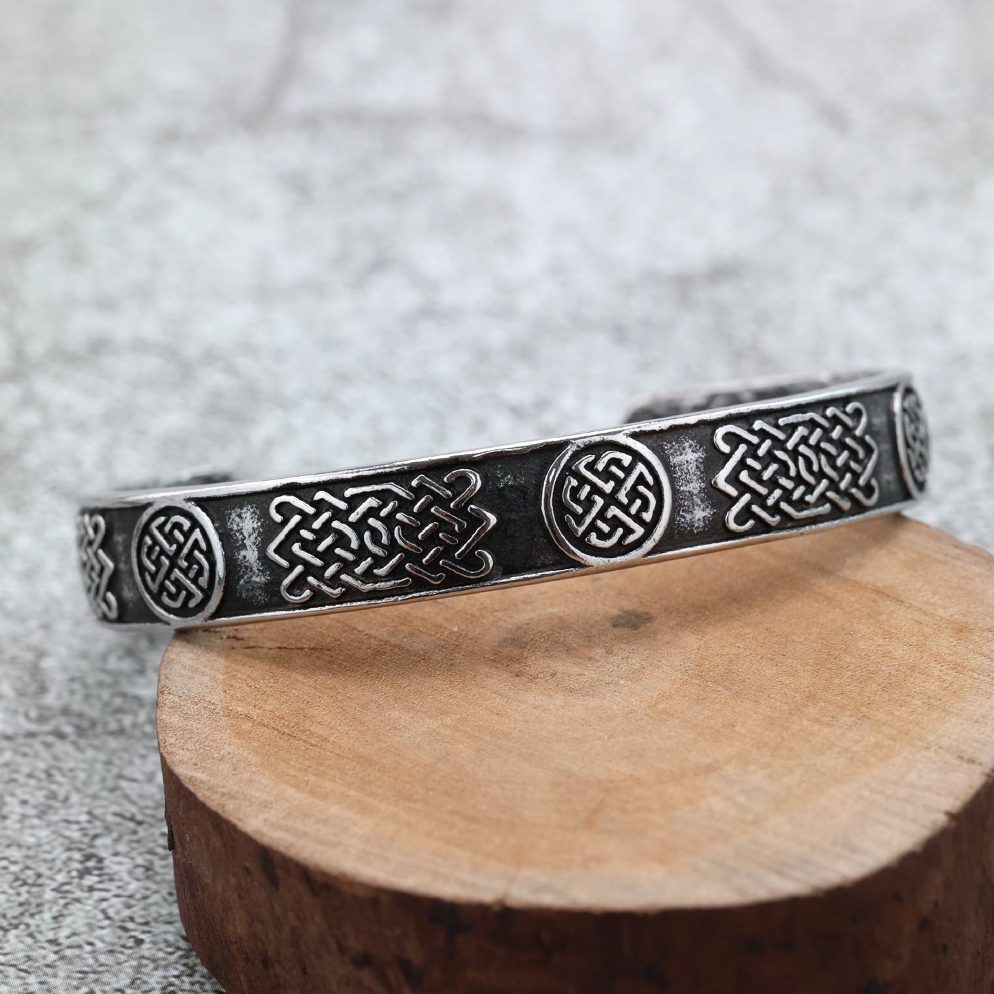 Bracelet Stainless Steel Viking Celtic Knot Unisex Retro For Men And Women Solid Opening C Shape By Planderful Shop
