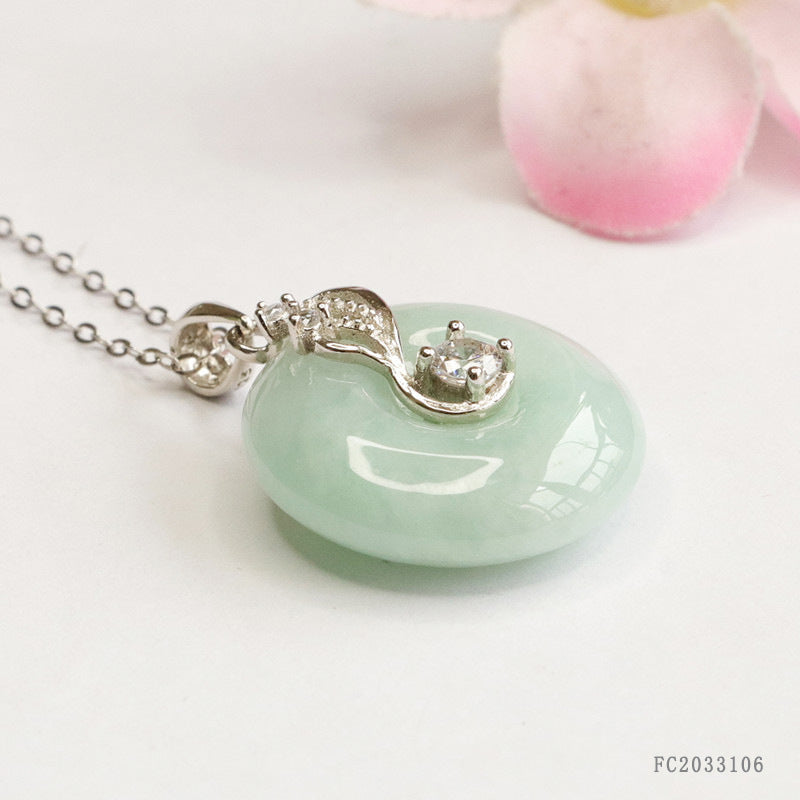 Jadeite Peace Buckle Silver Pendant — No Chain