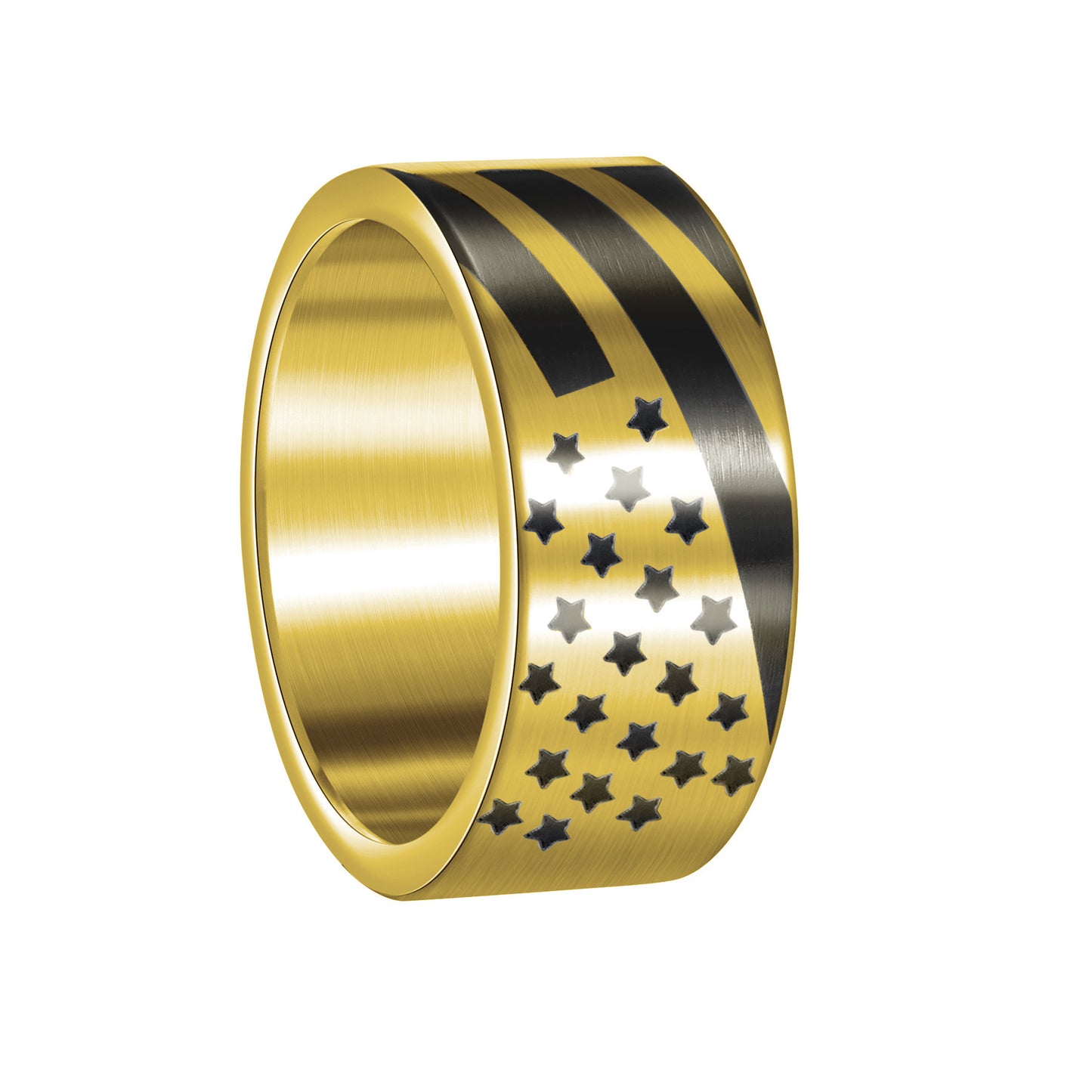 Planderful Men's 10mm Titanium Steel Ring American Flag