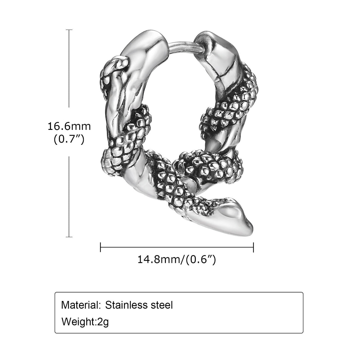 Stainless Steel Snake Vintage Earrings