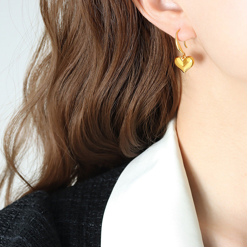 Love Infusion Gold-Plated Heart Earrings with Unique Design and Metal Ear Hooks