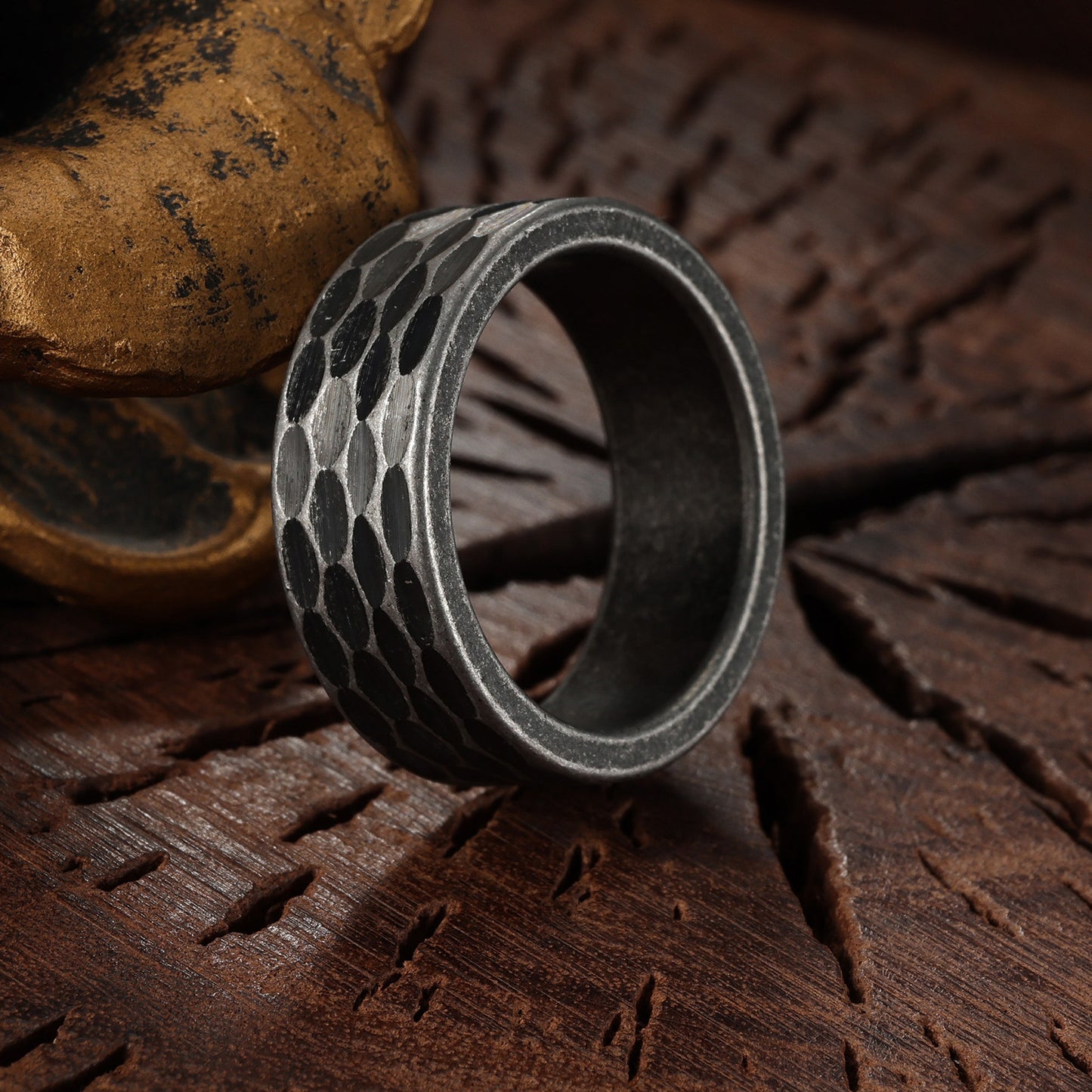 Planderful Everyday Genie Hammer Pattern Mens Ring Hip Hop