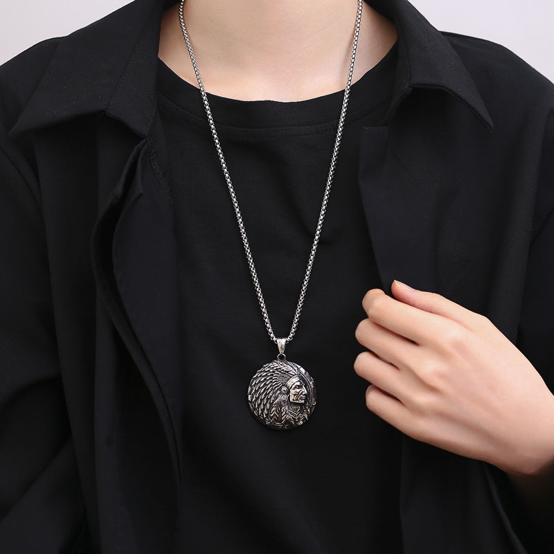Stainless Steel Necklace - Statement Hip-Hop Pendant For Men