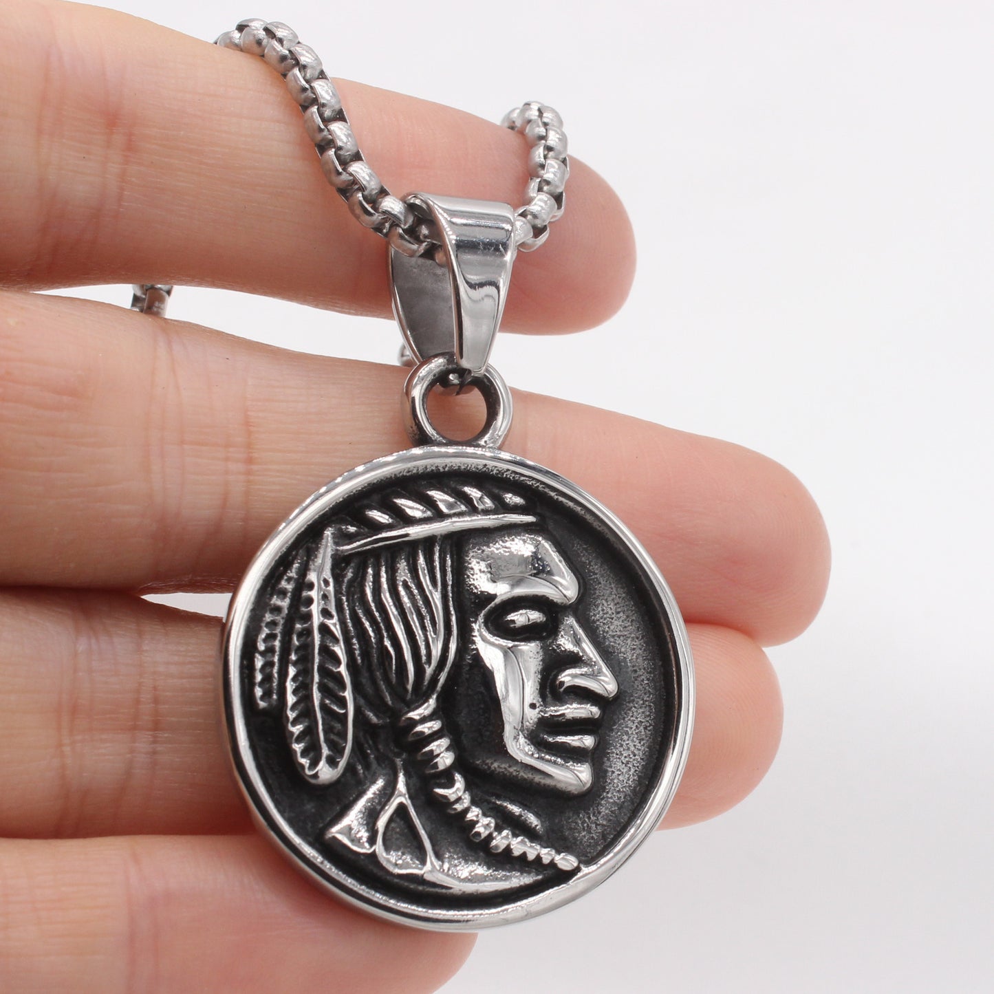 Planderful Jewelry Personalized Titanium Steel Pendant For Men Vintage Indian Inspired Design