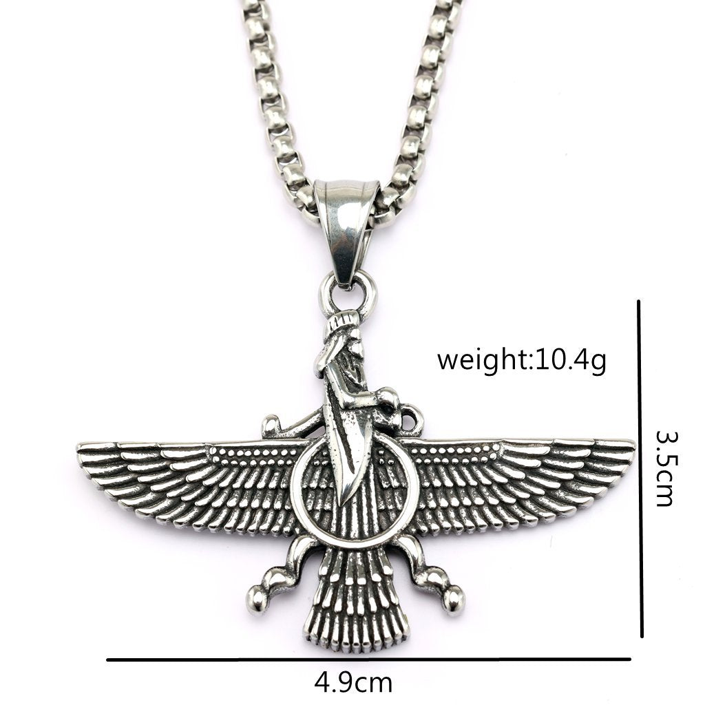 Vintage Egyptian Stainless Steel Men's Pendant Necklace