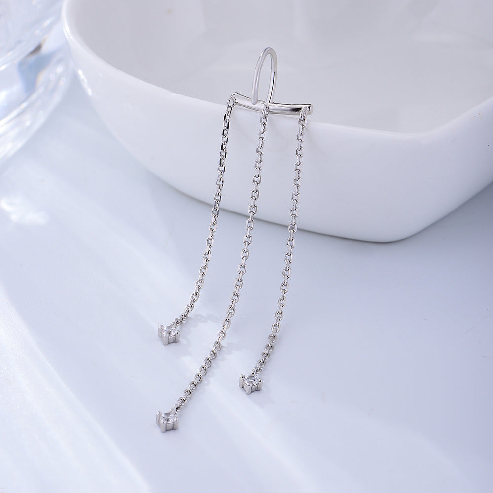 Style Long Earrings S925 Sterling Silver Chain Fringed Earrings High Quality