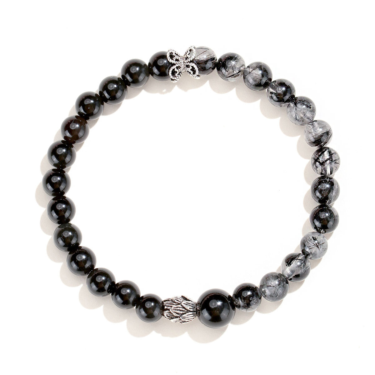 Obsidian Couple Bead Bracelet