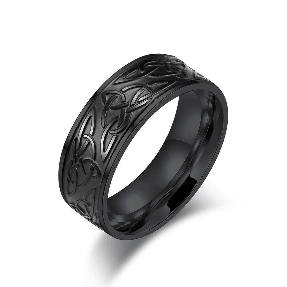 Amazon Nordic Celtic Triangle Knot Titanium Steel Ring for Men