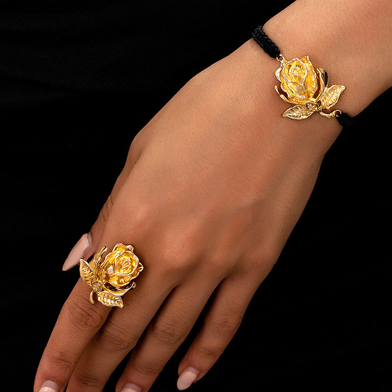 Gold Rose Jewelry Set for Women by Planderful Fashionable Elegance