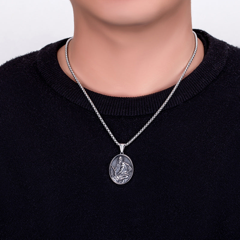 Steel Necklace – Vintage Punk Style Pendant For Men By Planderful Everyday Wear Accessory