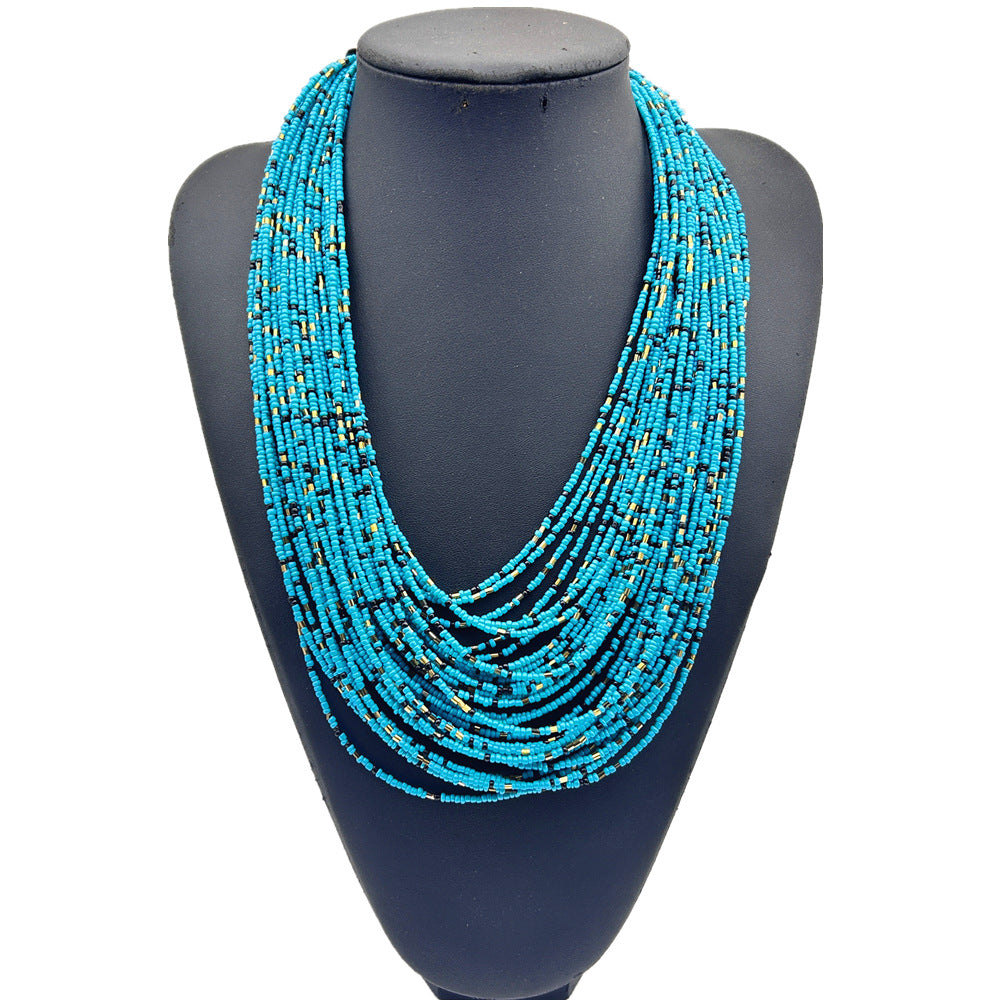 Layered Beaded Handmade Necklace with Retro Ethnic Flair