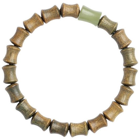 Chinese Sandalwood and Hetian Jade Bracelet with Retro Charm for Men and Women