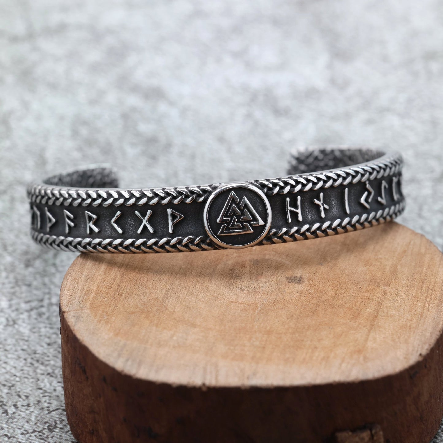 Viking Symbol Stainless Steel Bracelet Unisex C Shape Opening Retro European American Style Planderful