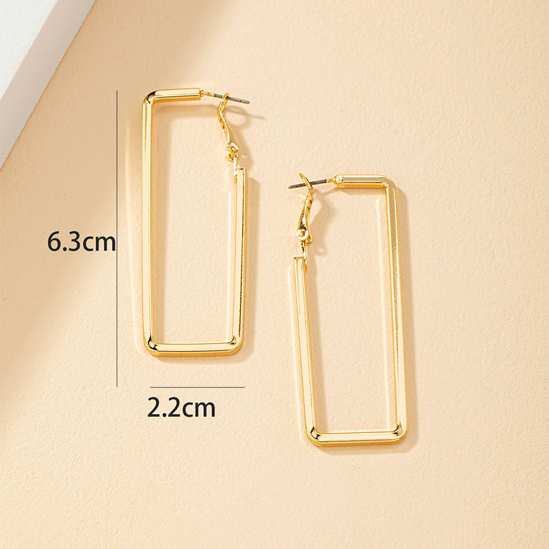 European Chic Metal Hoop Earrings - Trendy Long Earrings for Women