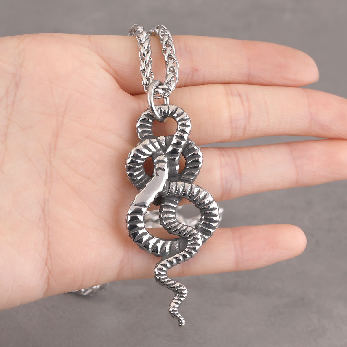 1. Planderful Titanium Steel Necklace With Dragon And Snake Pendant Unisex Hip Hop Style