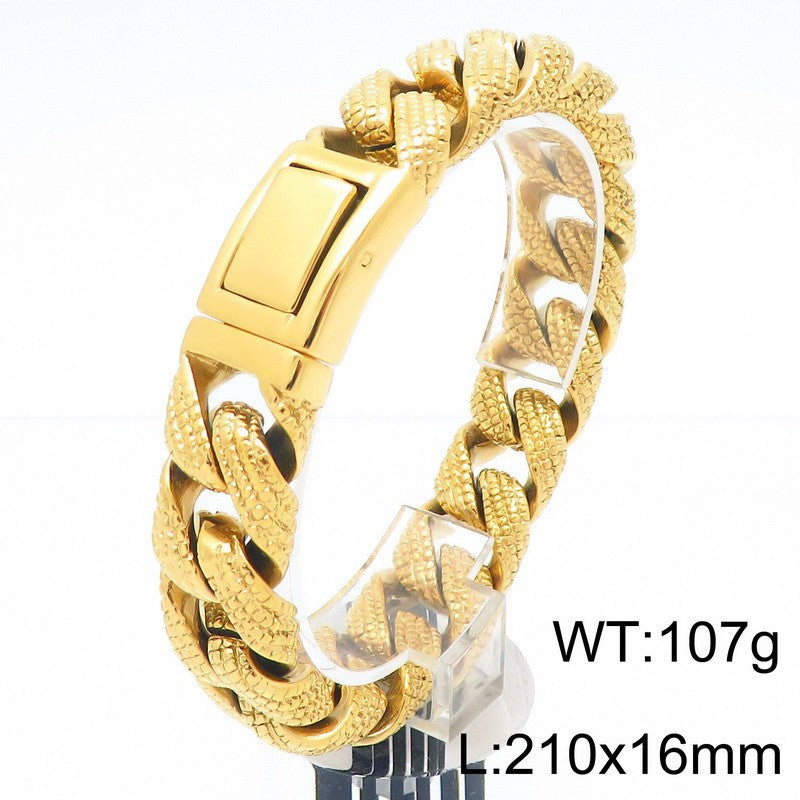 Planderful Titanium Steel Retro Cuban Chain Bracelet Men