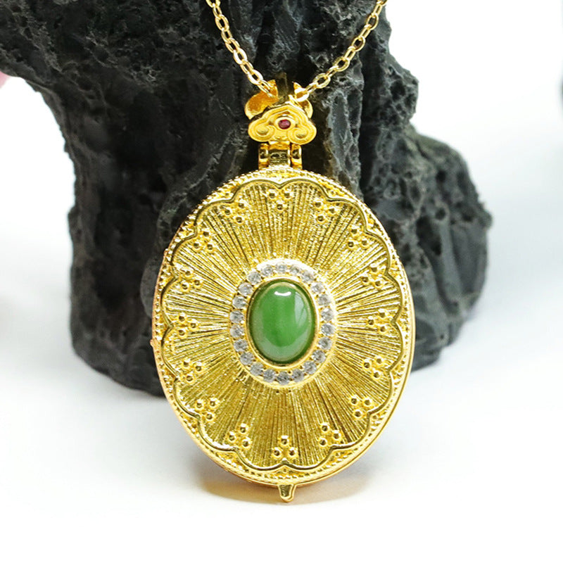 Jade Pendant Necklace with Zircon Photo Box Detail
