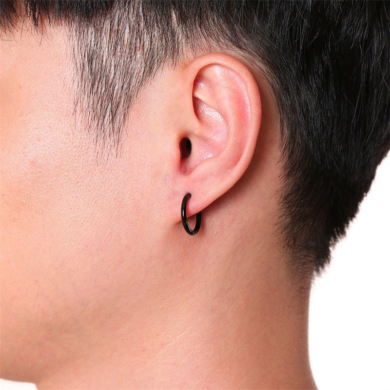 Modern Stainless Steel Earring — Single — Silver / Black