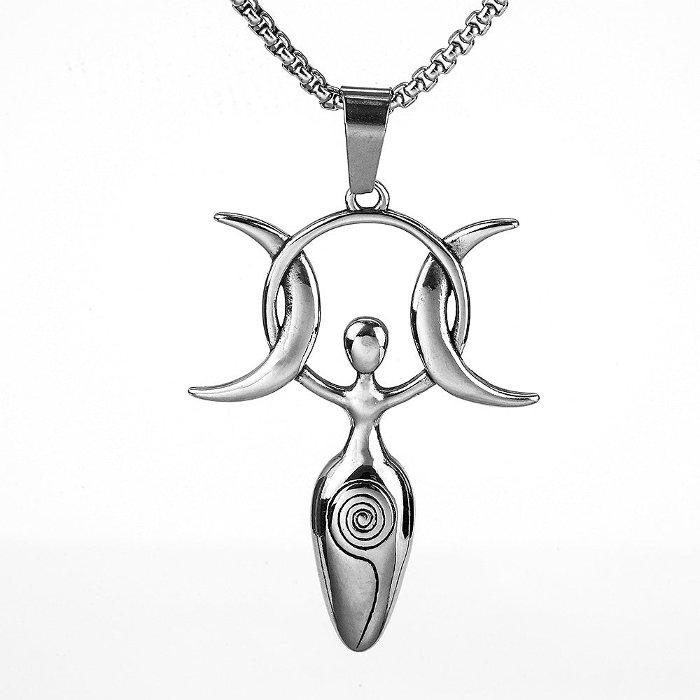 Retro Stainless Steel Men's Pendant Personalized Star Moon Necklace