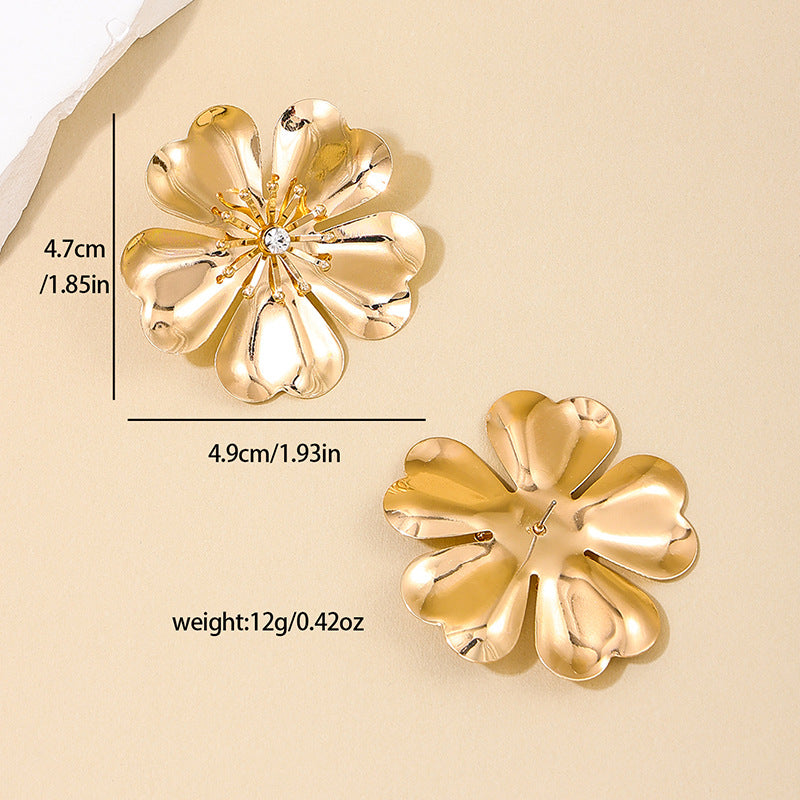 Exaggerated Large Flower Earrings with Sweet Instagram Vibe - Street Style Heart Petal Women's Earrings