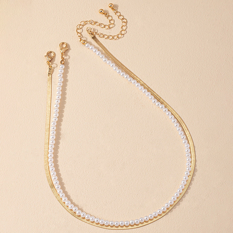 Pearl Clavicle Chain Necklace Set - Vienna Verve Collection