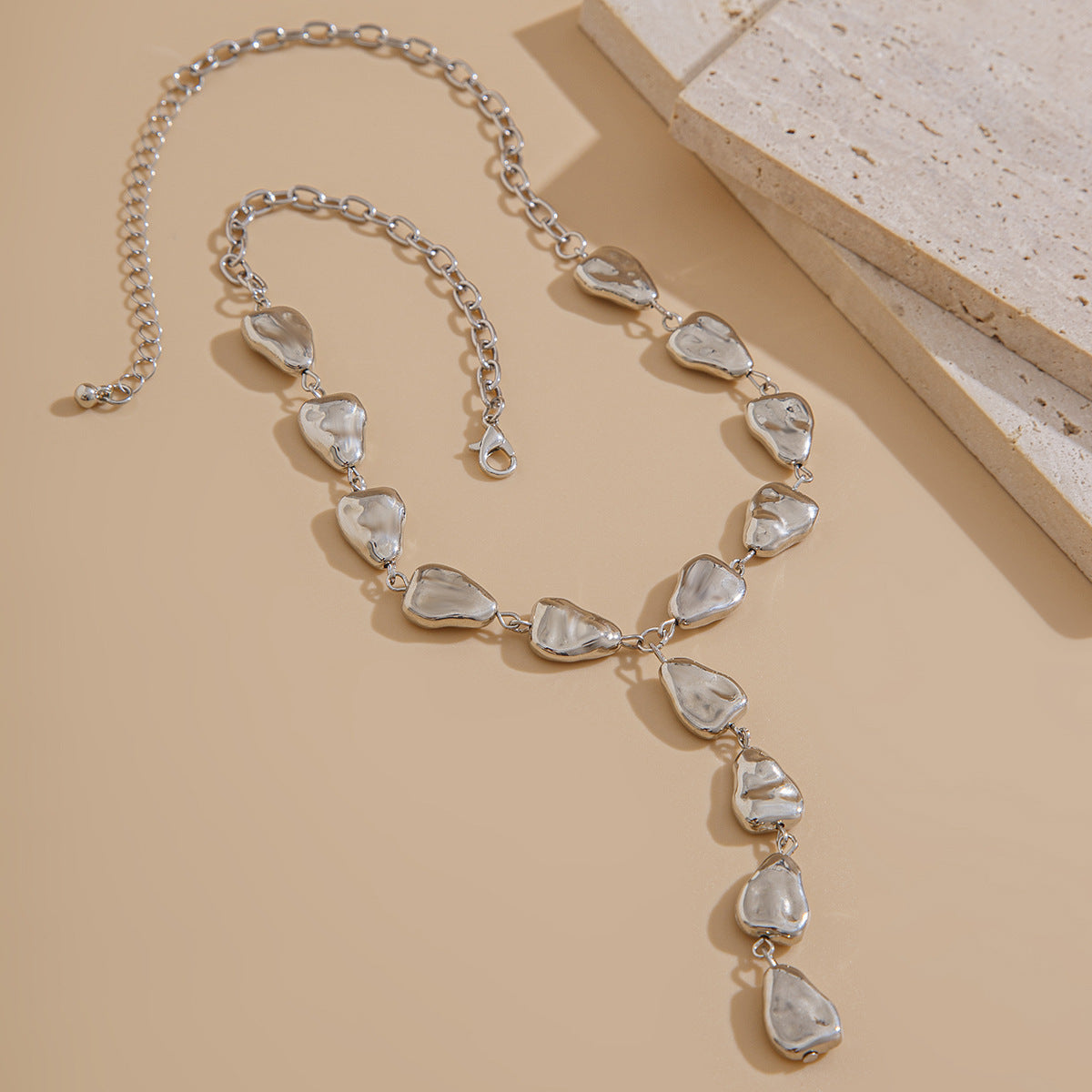 Y-Shaped Water Drop Fringed Necklace High-End Special-Shaped Baroque Handmade Beaded Necklace