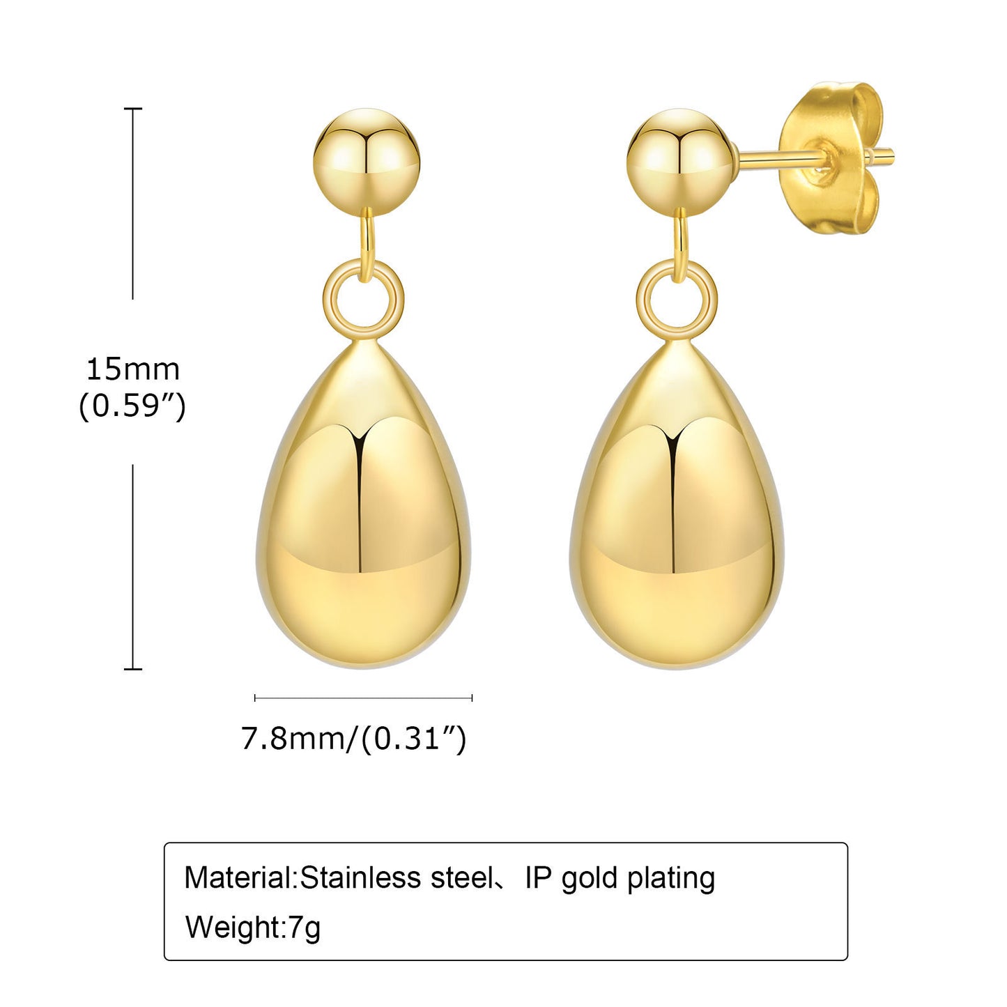 Water Drop Stainless Steel Silver Earrings Women's Fashion Style